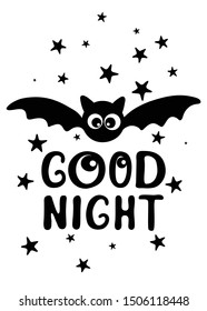 Black and white Halloween postcard with bats and hand written text