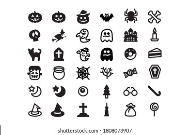 Black and white Halloween vector icons 
