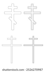 Black and white Halloween-themed Orthodox crosses coloring page. Perfect for festive religious-themed decorations and crafts.