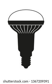 Black and white halogen light bulb. Electricity themed vector illustration for icon, stamp, label, certificate, brochure, gift card, poster, coupon or banner background decoration