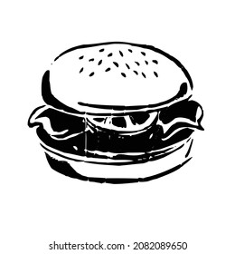 Hamburguesa blanca y negra aislada en un fondo blanco.