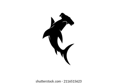 black and white hammer shark vector drawing