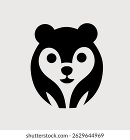 Silhueta de cabeça de hamster preto e branco.