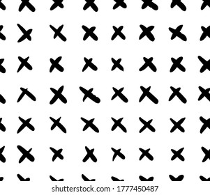 Black and white han drawn cross seamless pattern