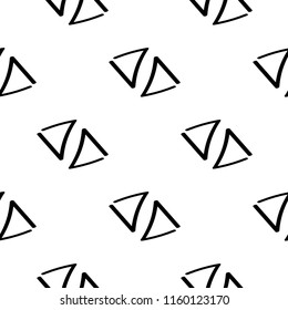 Black and white hand draw seamless background pattern of triangles