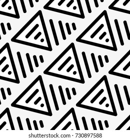 Black and white hand draw seamless background pattern of triangles