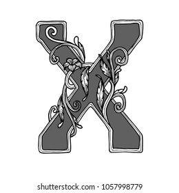 black and white hand draw type letter X