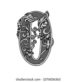 black and white hand draw type letter O