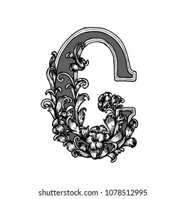 black and white hand draw type letter C