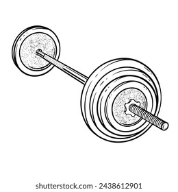 una mano en blanco y negro que dibuja Barbell, con un fondo blanco