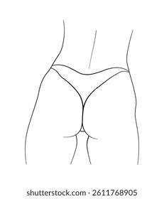 black and white hand drawing butt woman panties swimsuit