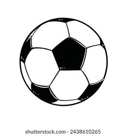a black and white hand drawing Football, with a white background