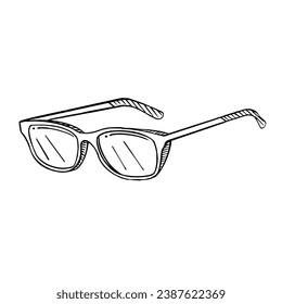 a black and white hand drawing Glasses, with a white background