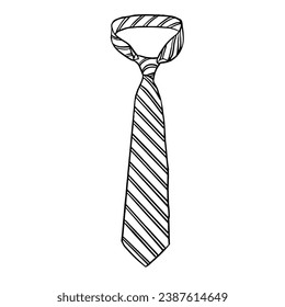 a black and white hand drawing Neck Tie, with a white background