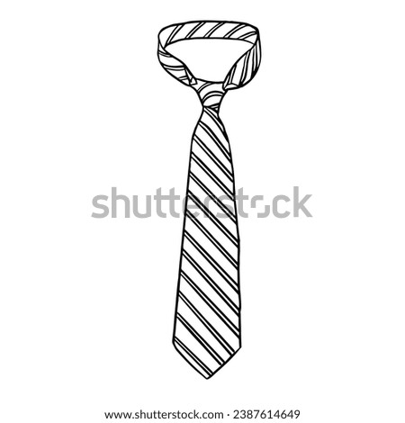 a black and white hand drawing Neck Tie, with a white background