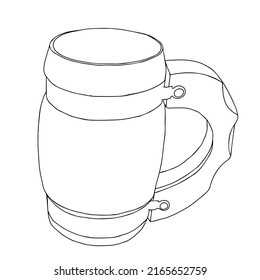 Black and white hand drawing outline vector illustration of a cup for beer