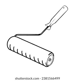 un dibujo a mano en blanco y negro de Paint_roller , con fondo blanco,