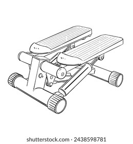 a black and white hand drawing Stepper, with a white background