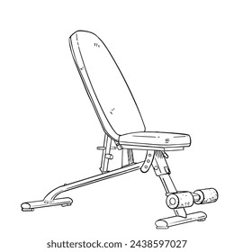 a black and white hand drawing Weight Bench, with a white background