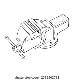 a black and white hand drawing of Workpiece_vise , with a white background,