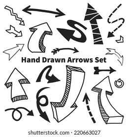 Black and White Hand drawn arrows vector set