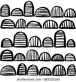 Black and white hand drawn background. Seamless vector pattern