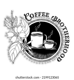 Black an white hand drawn coffee logo