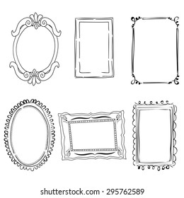 Black and white hand drawn decorative victorian frames