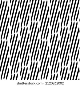 Línea diagonal dibujada a mano en blanco y negro sin fisuras. Vector de estilo Doodle. Para tela, papel de embalaje, embalaje, scrapbooking.