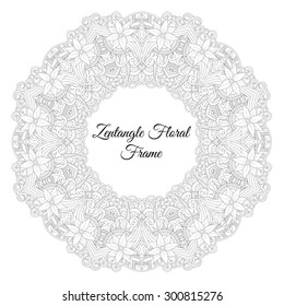Black and white hand drawn doodle frame. Abstract zentangle background. Good for cards, invitations, wedding, t-shirt, brochure, flyer, calendar. Design element and place for text. Vector illustration