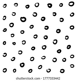 black and white hand drawn empty circles seamless pattern