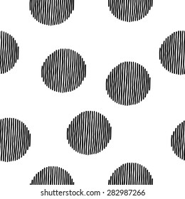 black and white hand drawn fabric with a polka dot