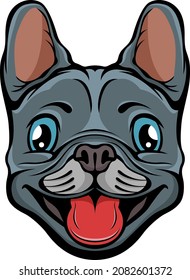 Black and white hand drawn face of puppy . Mascot illustration. Dog tattoo art