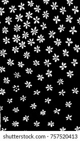 black and white hand drawn floral artwork