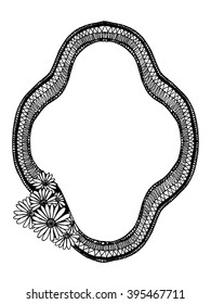 Black and white hand drawn frame. Vector stock illustration