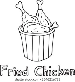 black and white hand drawn fried chicken food image