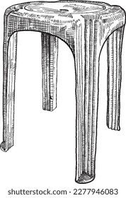 black and white hand drawn illustration of a stool