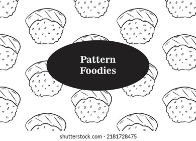 Black White Hand Drawn Japanese Food Sushi Pattern Background