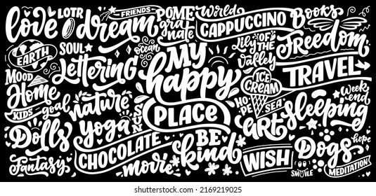 Black and White hand drawn lettering quotes. Abstract background pattern. Poster and banner design. Vector
