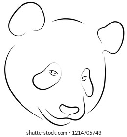 Black and white hand drawn linear sketch of  panda head. Vector graphic animal.