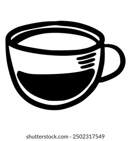 black and white hand drawn minimalist line art black and white coffee cup