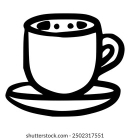 black and white hand drawn minimalist line art black and white coffee cup