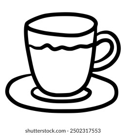 black and white hand drawn minimalist line art black and white coffee cup