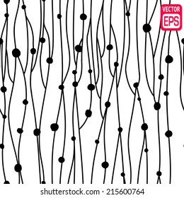 black and white hand drawn pattern. Vector illustration.