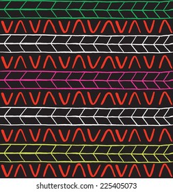 Black and white hand drawn pattern with zigzag lines.Seamless pattern. 