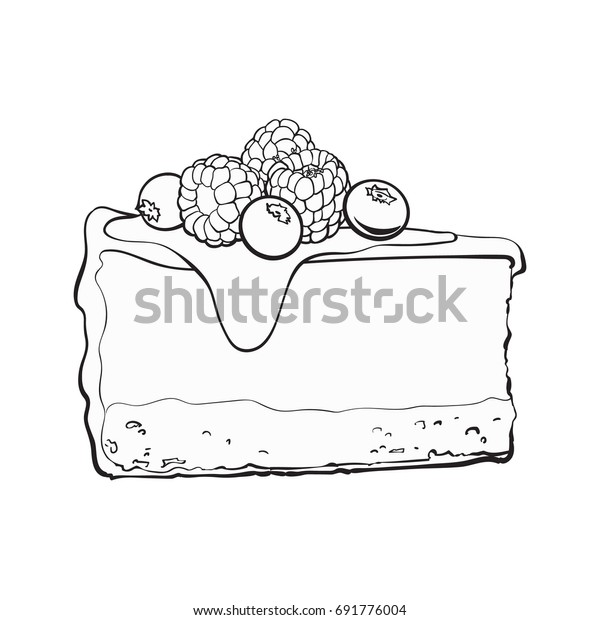 Black White Hand Drawn Piece Cheesecake Stock Vector (Royalty Free