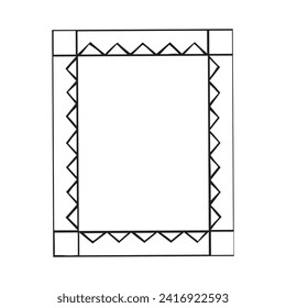 Black And White Hand Drawn Rectangle Frame With Triangles Border Vector Illustration
