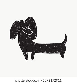 Black and white hand drawn Sassy dog doodle illustration vector, Black dog vector illustration character, Hand drawn Sassy dog doodle character illustration vector