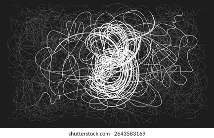preto e branco Mão desenhado rascunho esboço linha caos doodle padrão. Lápis lápis lápis lápis textura marcador textura arte abstrato fundo, linhas caóticas aleatórias. Desenho a mão rabisco clew.eps8