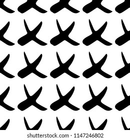 Black and white hand drawn seamless pattern with x symbols on white background. Endless grunge backdrop with repeating cross sign, ink strokes vector illustration